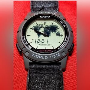 Rare 1995 Casio ABX-20 Dual Display TWINCEPT Data Bank WORLD TIME Watch -50m VGC